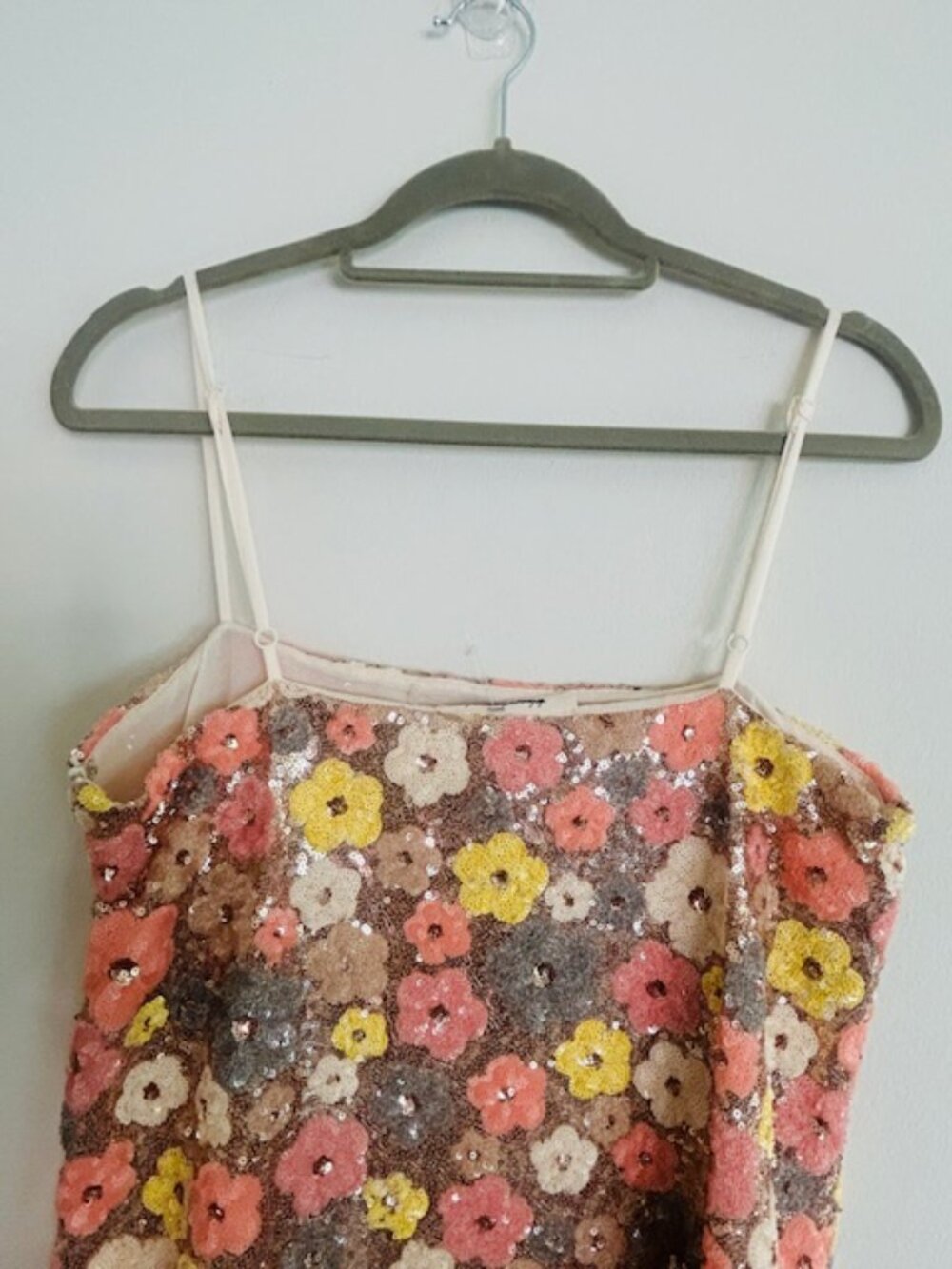 Anthropologie Blue Tassel Floral Sequin Strap Shift Pink Combo Mini Dress NEW - Picture 12 of 16